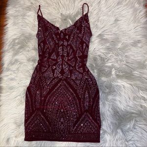 maroon glitter dress